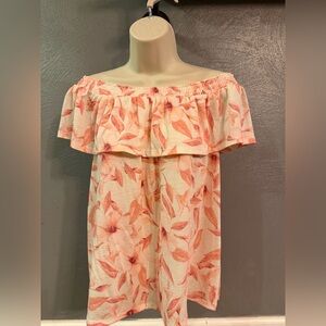 LC Lauren Conrad Floral Off-Shoulder Blouse - Pink and Cream NWT